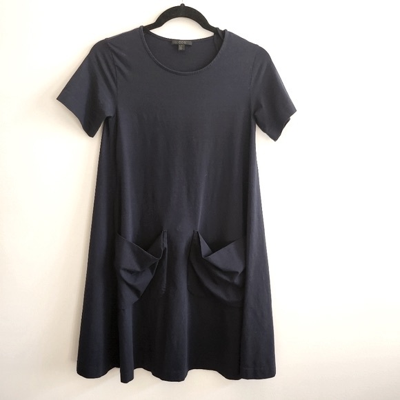 COS I XS/S Navy A-Line Jersey Babydoll Dress with Pockets - Picture 2 of 9